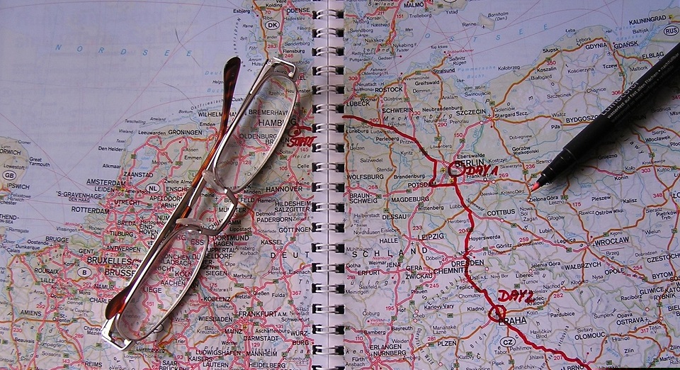 a planned route on a map